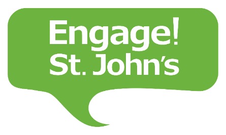 green word balloon with text Engage St. John's!