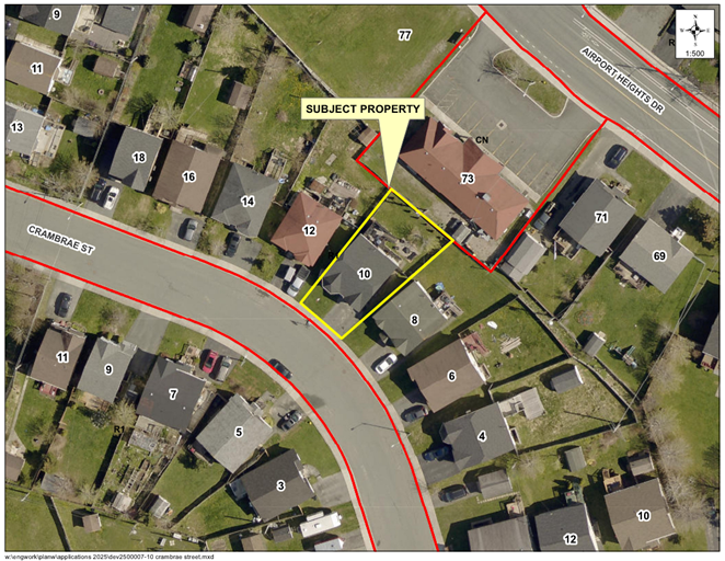 Map of a property with a yellow border around it