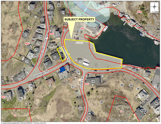 Map of a property with a yellow border around it