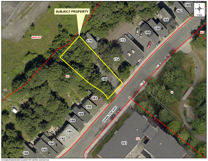 Map of a property with a yellow border around it