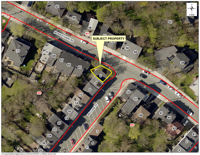 Map of a property with a yellow border around it