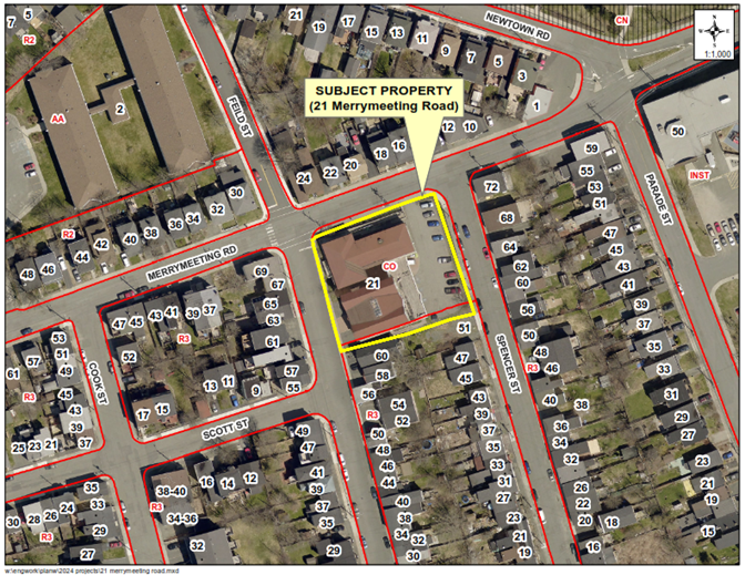 Map of a property with a yellow border around it