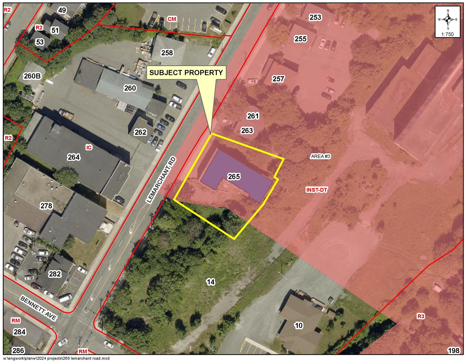 Map of a property with a yellow border around it