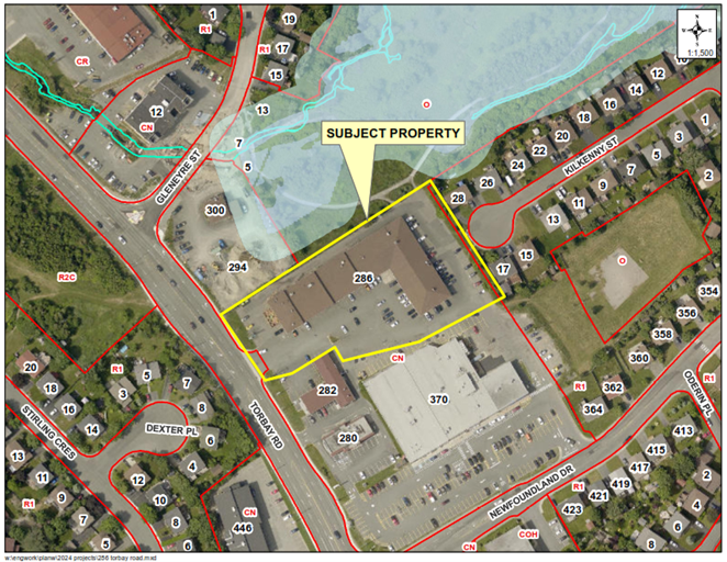 Map of a property with a yellow border around it