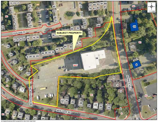 Map of a property with a yellow border around it