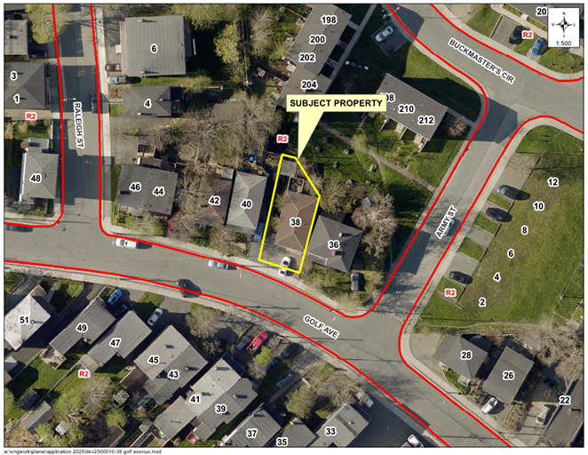 Map of a property with a yellow border around it