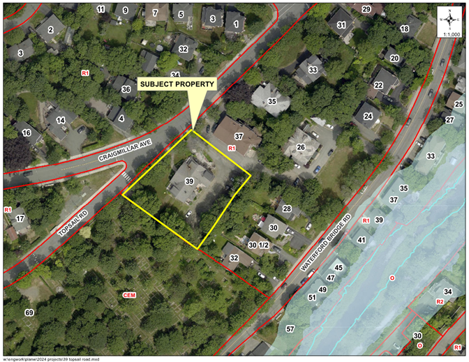 Map of a property with a yellow border around it