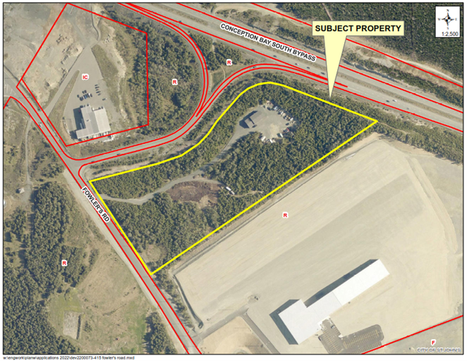 Map of a property with a yellow border around it