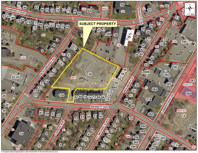 Map of a property with a yellow border around it