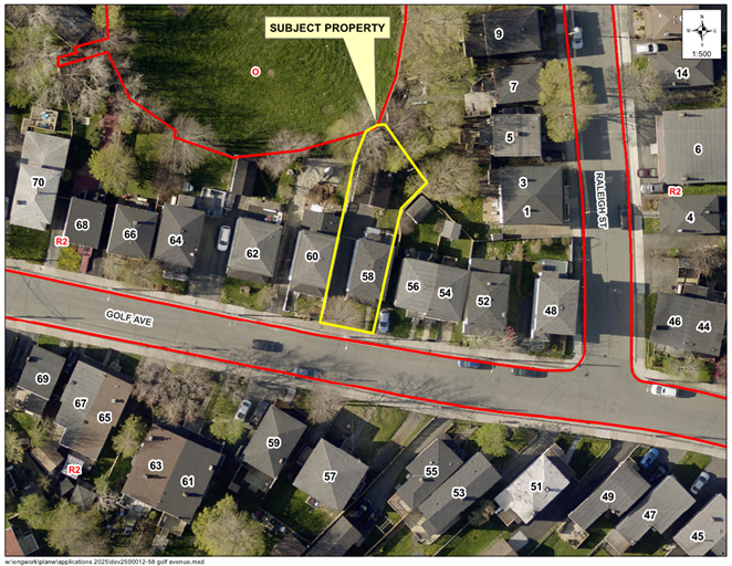 Map of a property with a yellow border around it