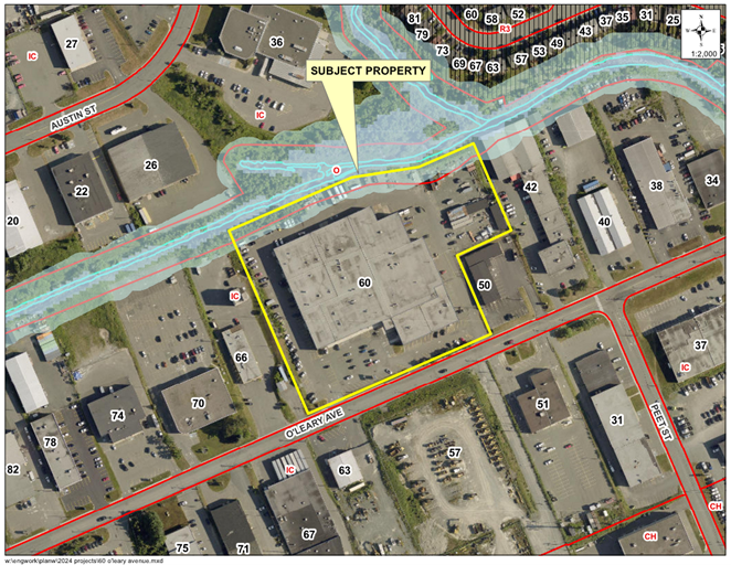 Map of a property with a yellow border around it