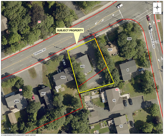 Map of a property with a yellow border around it