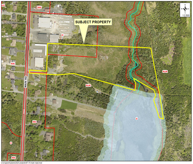 Map of a property with a yellow border around it