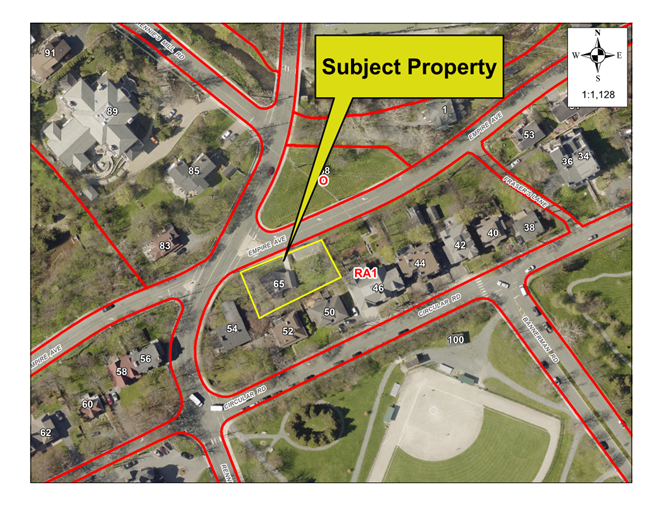 Map of a property with a yellow border around it