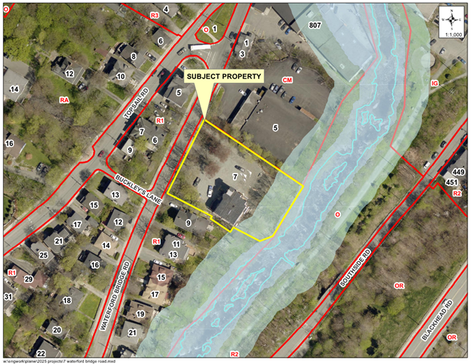 Map of a property with a yellow border around it