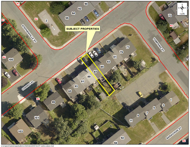 Map of a property with a yellow border around it