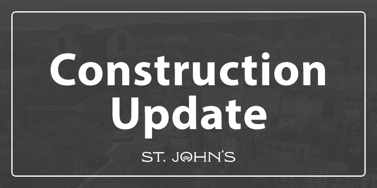 Grey graphic that says "Construction Update".