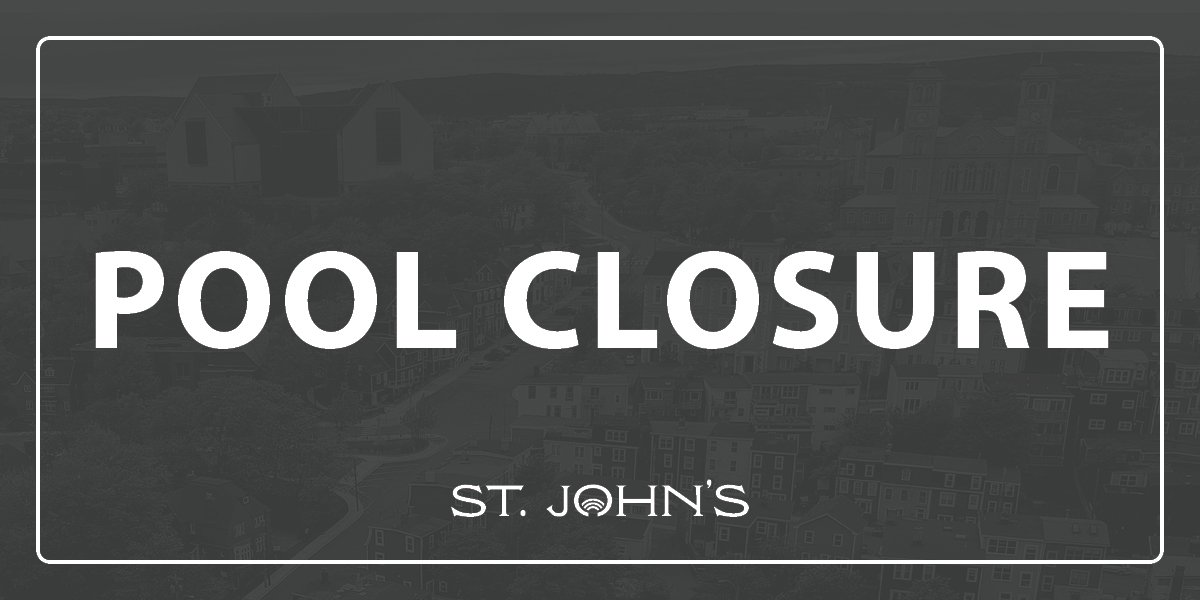 the text "pool Closure" on a dark grey background with the City's logo