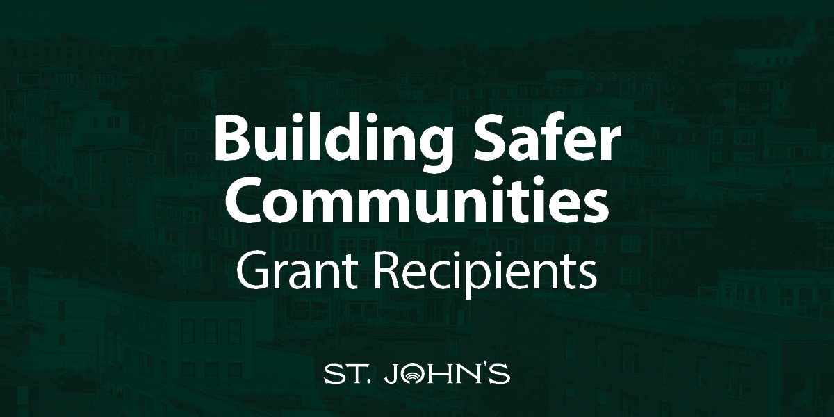 A dark green background with text that says Building Safer Communities Grant Recipients