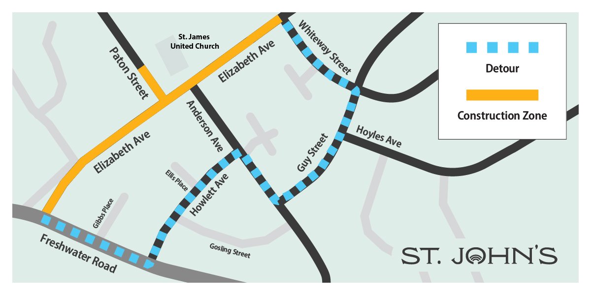 Graphic depicting detour for Elizabeth Avenue