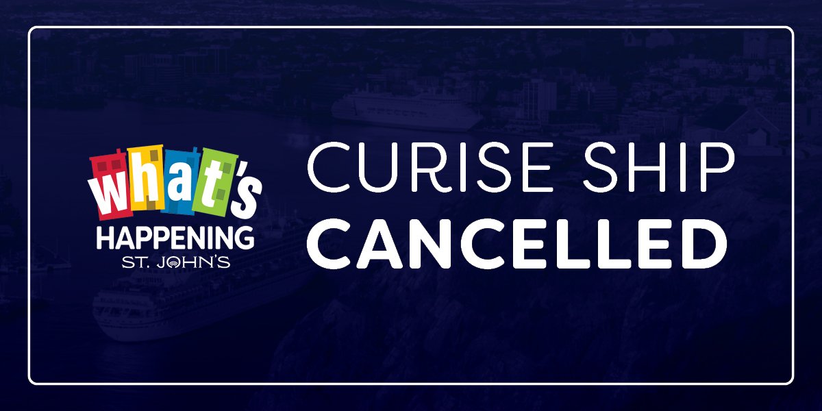 Navy blue background with white text "Cruise Ship Cancelled" 