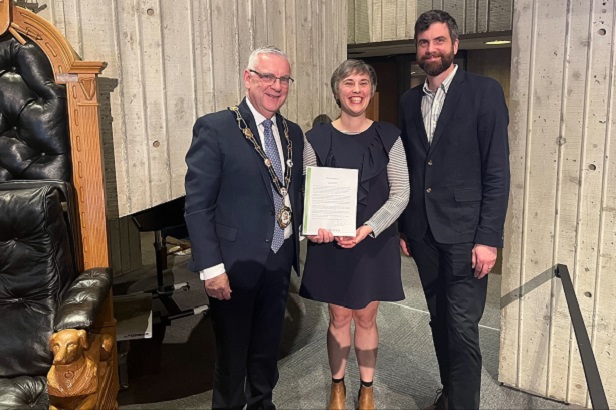 Mayor Breen with Meghan Hollett and Brian Butt