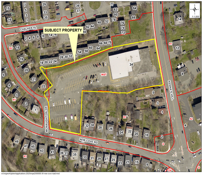 Map of a property with a yellow border around it