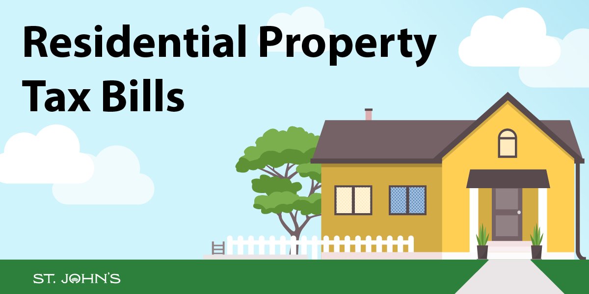 A graphic of a home, with text above saying "Residential Property Tax Bills"