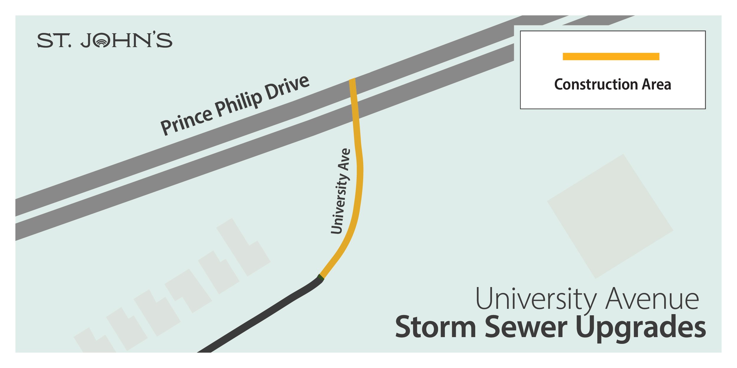 Map depicting construction work on Prince Philip Drive. 