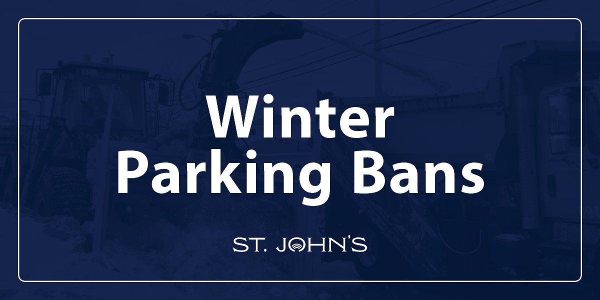 dark blue background with white text that says Winter Parking Bans. 