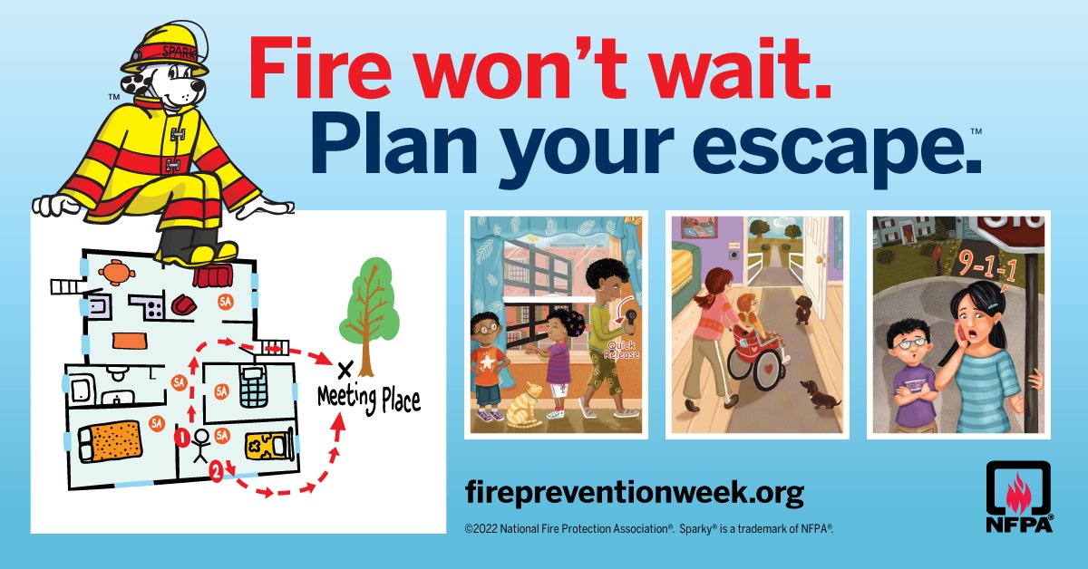 textual image with theme: Fire won't wait. Plan your escape.