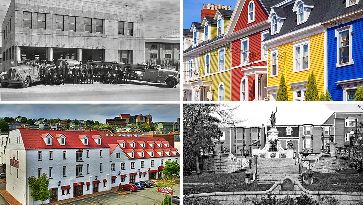 four stacked images of Heritage properties in St. John's