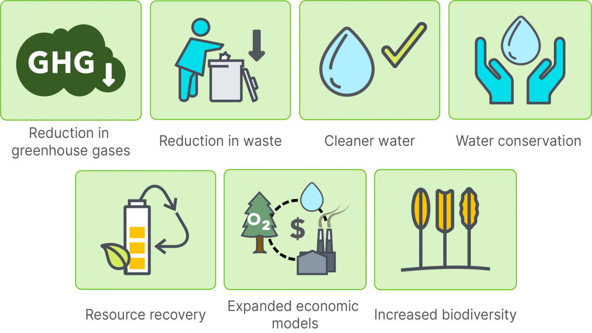 Infographic displaying the benefits of the circular economy