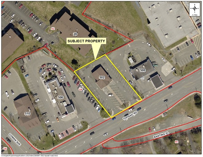 aerial map showing subject property in yellow box